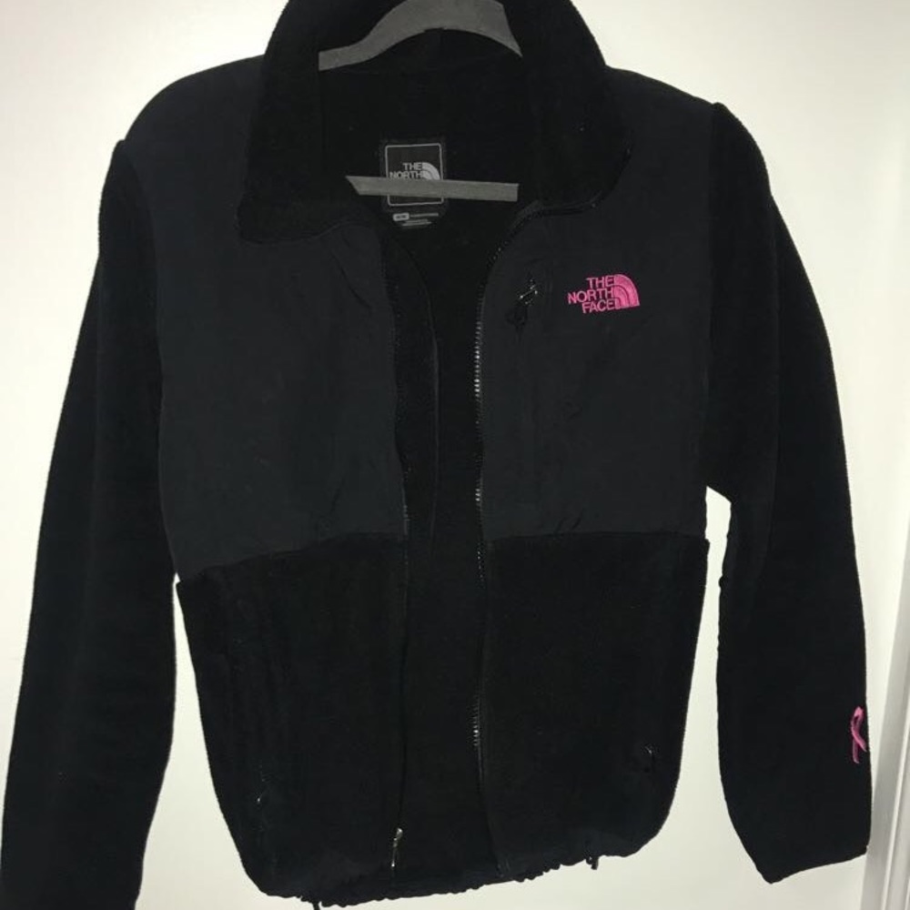 Black breast cancer north face jacket
